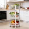 Carrito de Servicio Metálico Giratorio de 3 Niveles Multifuncional Plegable Redondo de Almacenamiento Carrito para Cocina
