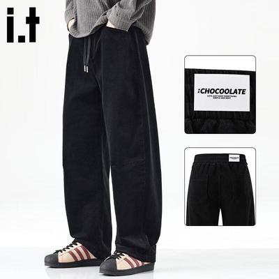 CHOCOOLATE Herren Kordhose Lockerer Schnitt Gebogenes Bein Freizeithose