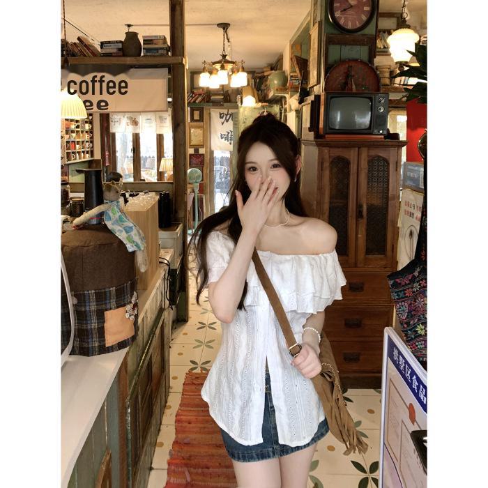 

Женский летний топ на одно плечо больших размеров: Шикарный дизайн с разрезом, стройнящий вид, модный стиль горячей девушки M белый