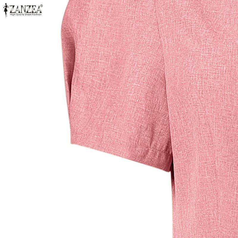 ZANZEA Women Elegant Casual V-Neck Short Sleeve A-line Dress