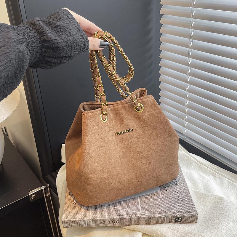 2025 Fashion Suede Retro Shoulder Bag - Versatile Autumn/Winter Chain Underarm Bucket Bag