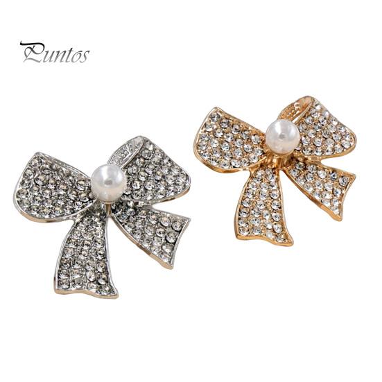 Lapel Pin Brooch Pin, 3D Bow Design with Imitation Pearl, Anti-oxidation Strong Buckle Badge for Coats Shirts Bags Accessories