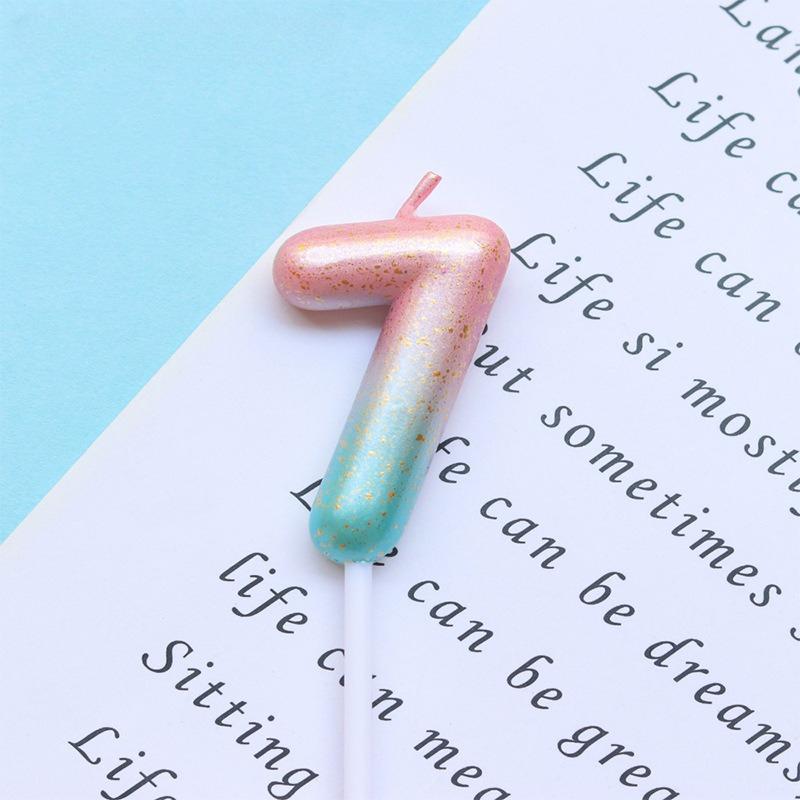 Happy Birthday Cake Decorated Interstellar Digital Colorful Candle Children's Delicate Candy Color 0-9 Number Candle Party Decor