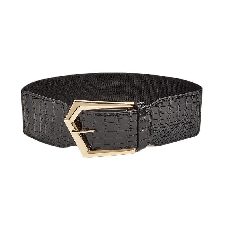 

Wide Style Vintage Waist Belt With Irregular Metal Buckle For Womens Apparel