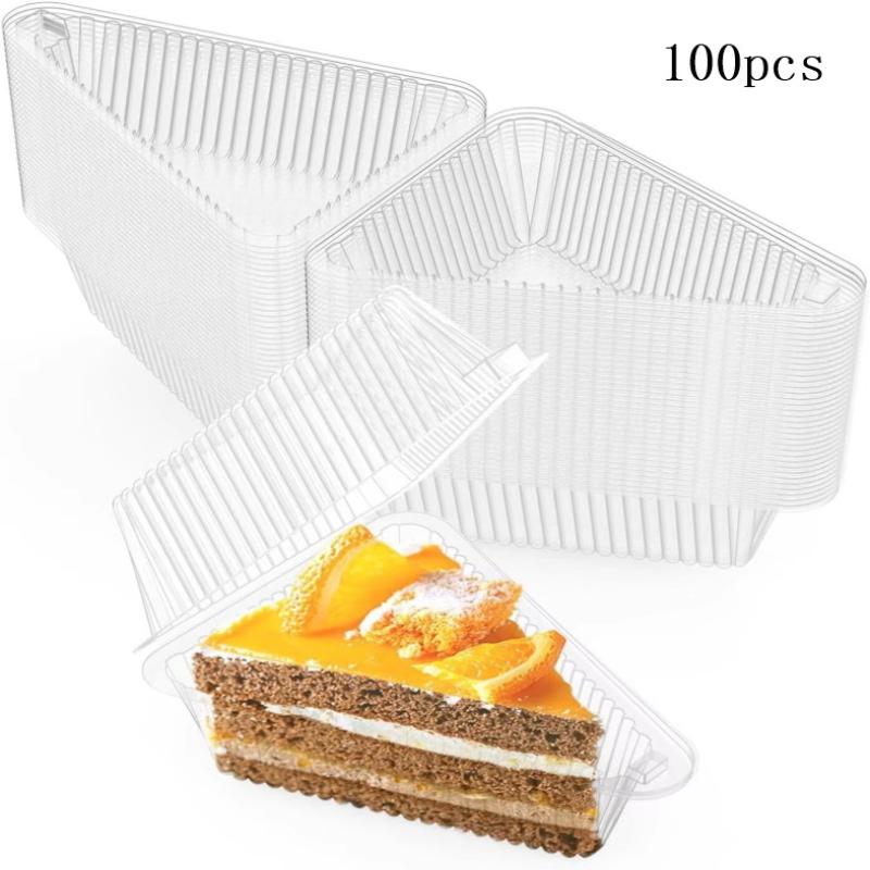 50/100 шт. Контейнер для кусочка торта Прозрачная треугольная коробка для десерта Многоразовая коробка для упаковки пищевых продуктов Штабелируемый держатель для сэндвичей Для фруктового торта 100pcs