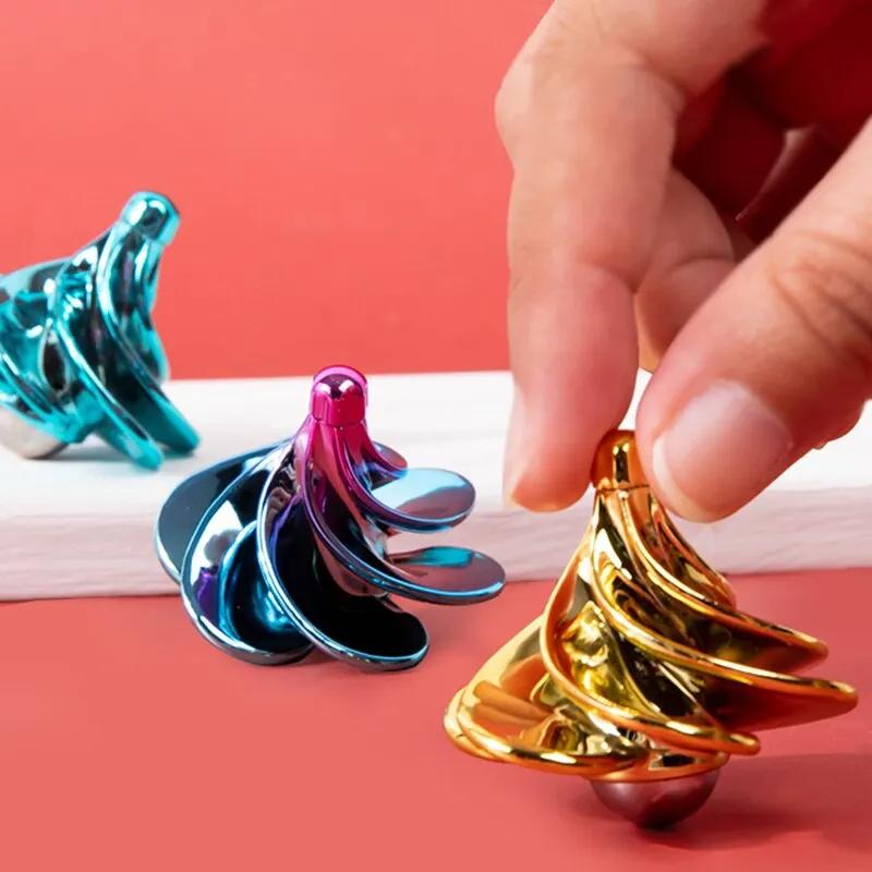 WINSPIN Toy Pneumatic Gyro Portable Fingertip Decompression Desktop Toy Wind Blowing Rotating Multicolor Gyro Children's Gift