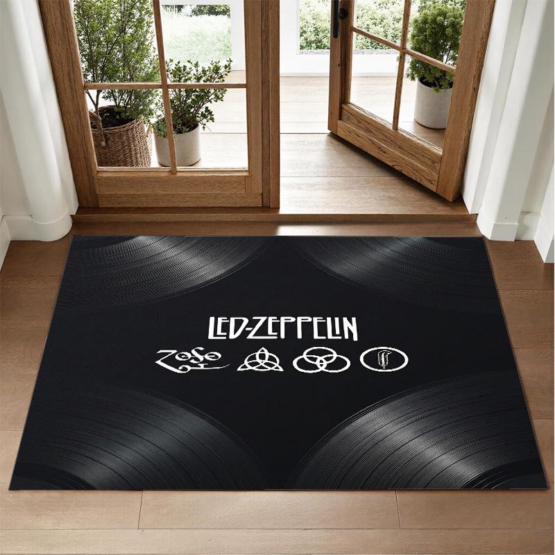 Led Zeppelin Design Crystal Velvet Rug Soft Decorative Mat for Bedroom Entrance
