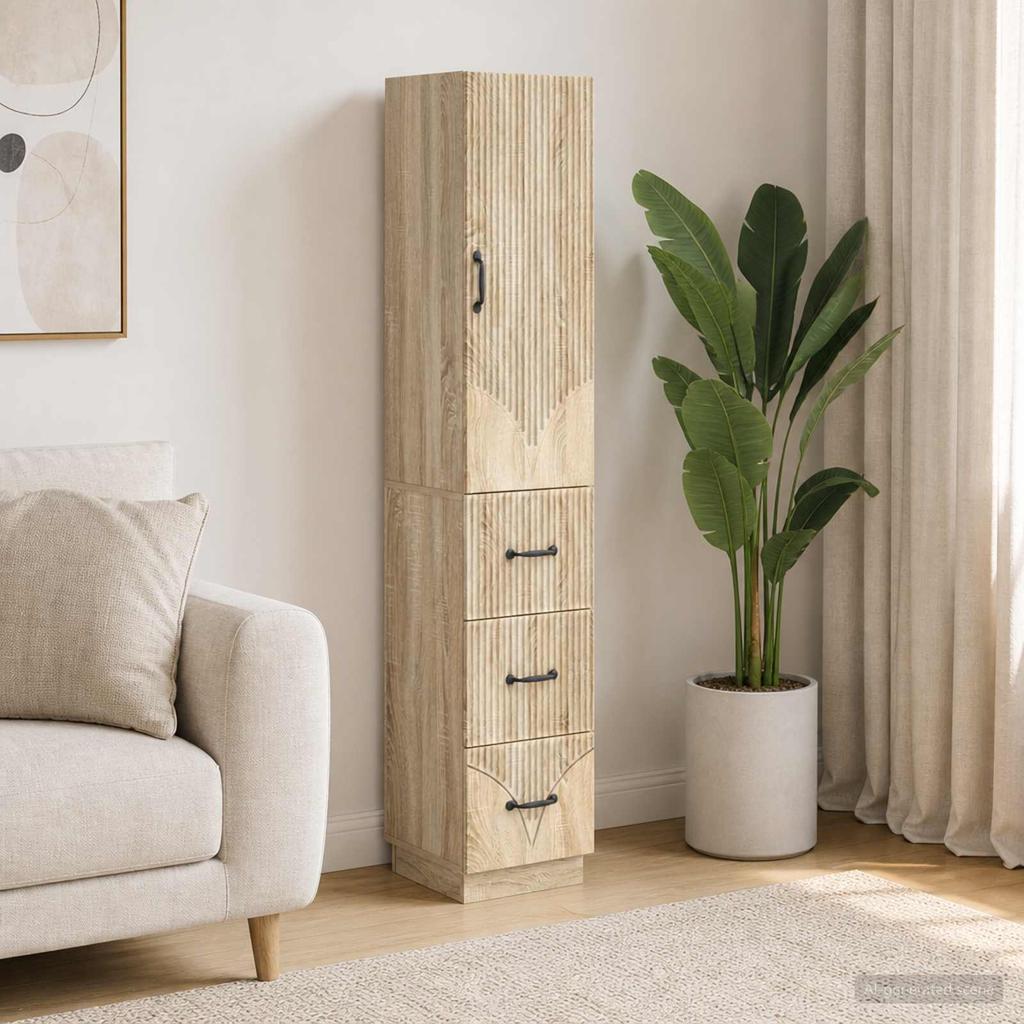 2 Piece Cabinet Set in Sonoma Oak Finish 33 x 34.5 x 87 cm Particleboard