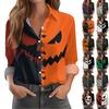 Women's Long Sleeve Button Down Shirt Casual Halloween Print Top Blouse