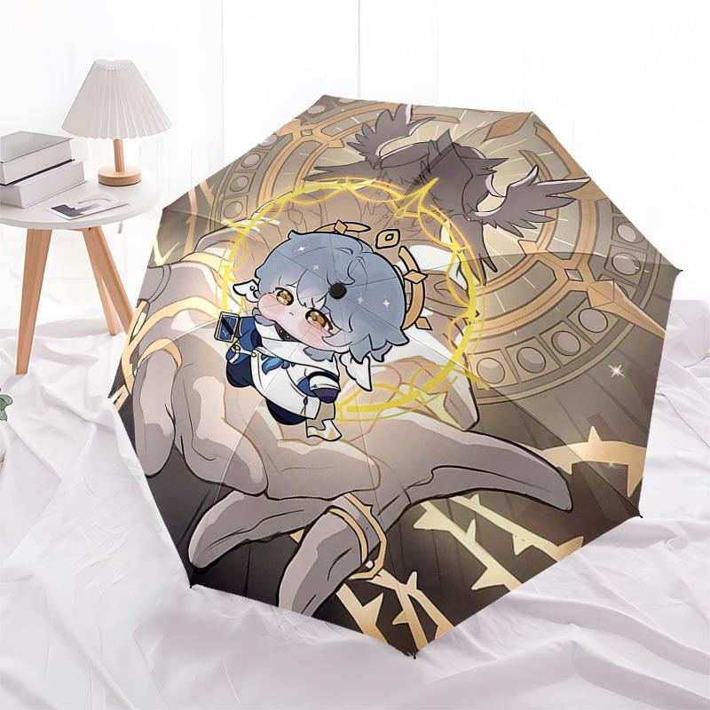 1pc Outdoor Umbrella with Cute Anime Character Design - Automatic Opening/Closing, Portable 3-Fold Design, 8-Rib Iron Frame - Perfect Gift for Fa