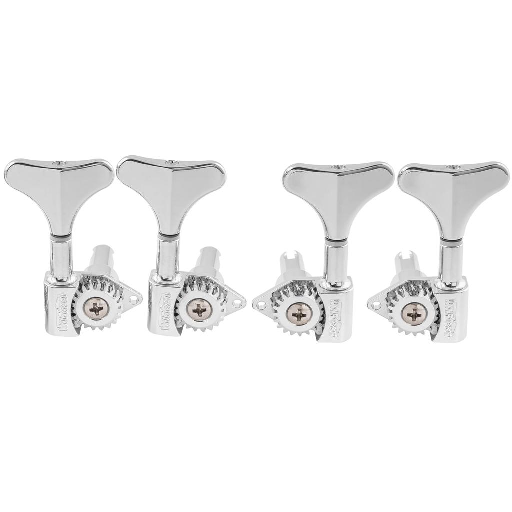 Wilkinson L2+R2 Open Gear Tuners, 20:1 Gear Ratio, for 4-String Ibanez-Style Electric Bass, Chrome