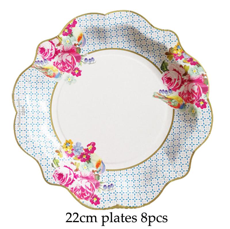 Chinese Style Blue and White Porcelain Paper Plates Cups Party Baby Shower Wedding Birthday Children Disposable Tableware Dish