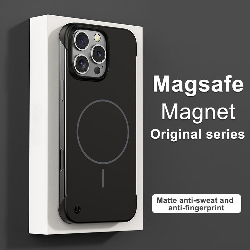 Frameless Solid Color Magnetic Case For iPhone 17 Air 16 16E 15 14 Plus 13 12 11 Pro Max XS X XR For Magsafe Ultra Thin PC Cover