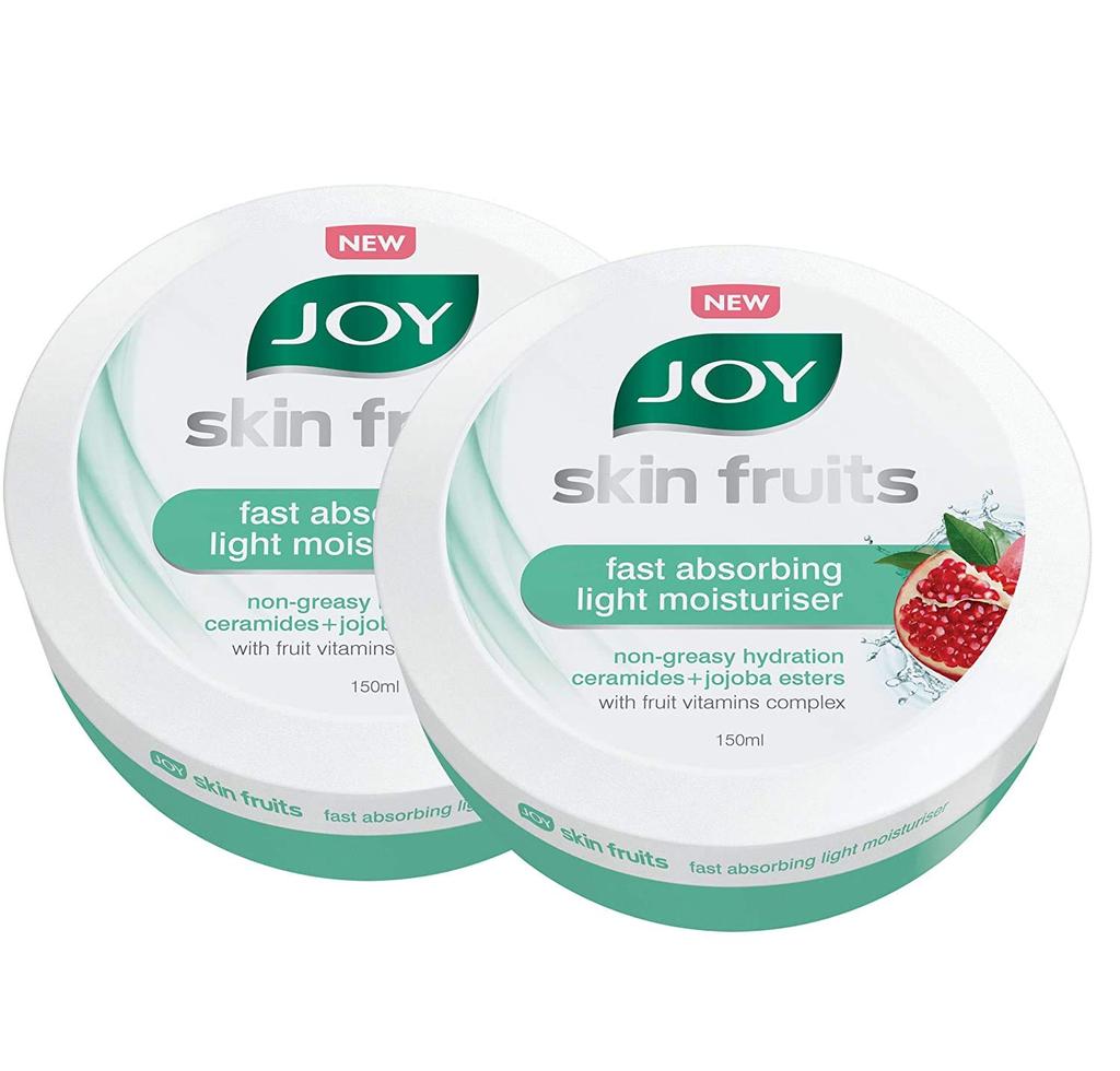 JOY Skin Fruits Fast Absorbing Pomegranate Light Moisturizer 2 X 150 Ml Non-Oily Face Cream for All Skin Types