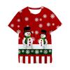 Boys' Merry Christmas Short Sleeve Summer Kids' Cartoon Santa Claus Elk Print T-shirt Casual Tshirt Loose Clothes Children Top