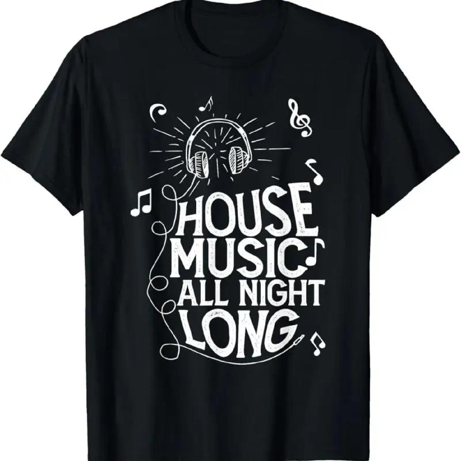 House Music All Night Long Dj Headphones T Shirt S