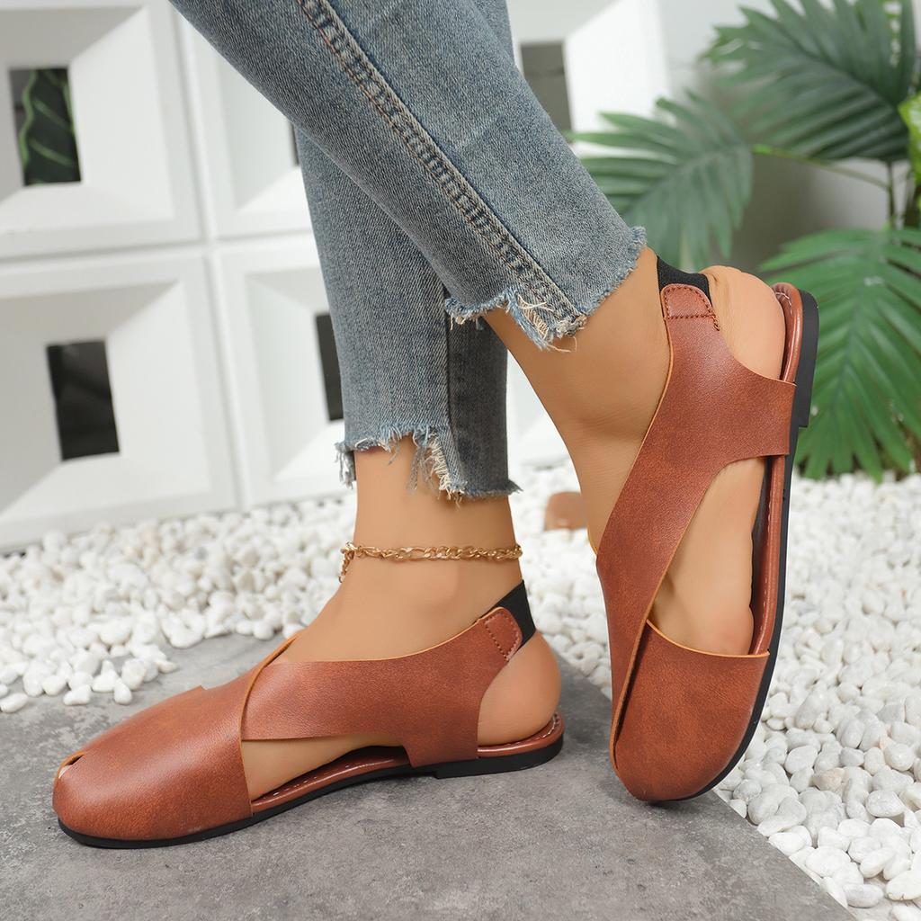 Fashion Retro Women Sandals Soft Sole Casual Girl Ugly Cute Shoes Summer New Flat Heel Peep Toe Sandals Minimalist Rome Shoes for Women