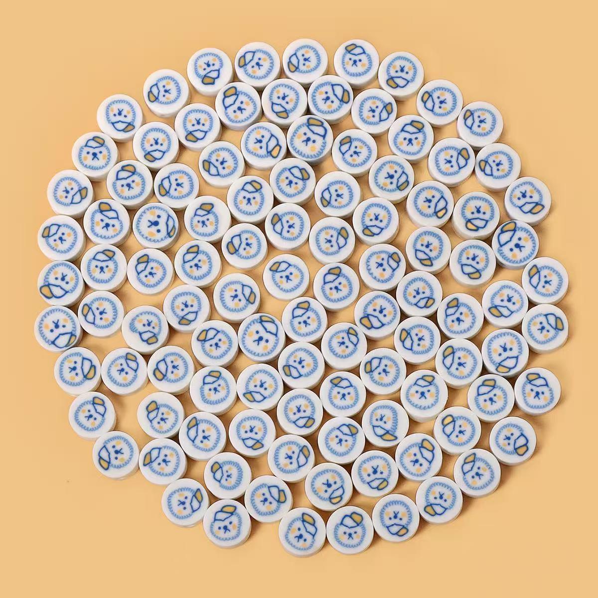 

100-Pack Assorted Smiley Animal Polymer Clay Beads for DIY Jewelry RT070