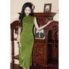 Green Sleeveless National Style New Chinese Long Waist Pinch Improved Cheongsam 1011 Young Women's Premium Summer