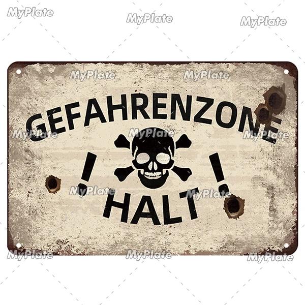 [MaPalte] Vintage German Achtung Sign Metal Sign Tin Sign Decoration Plaque Home Wall Door Decor Bar Sign Home Plate Poster