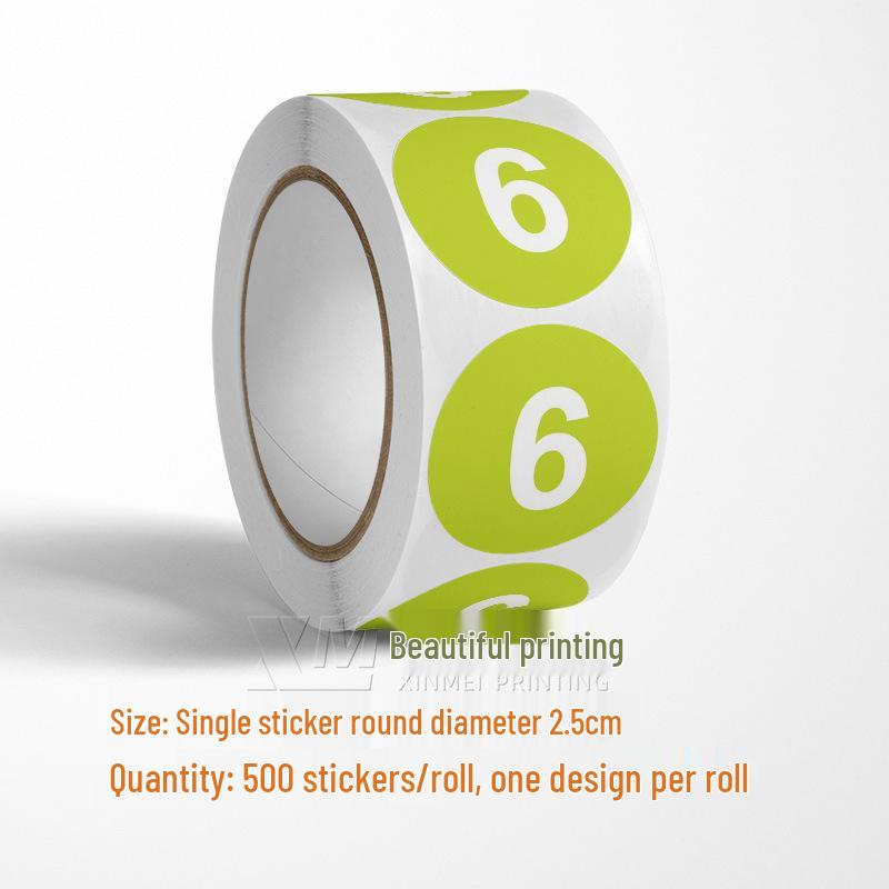Adesivos Redondos Autoadesivos com Números 1-33 – Rolo de Etiquetas de Identificação Seriada Coloridas