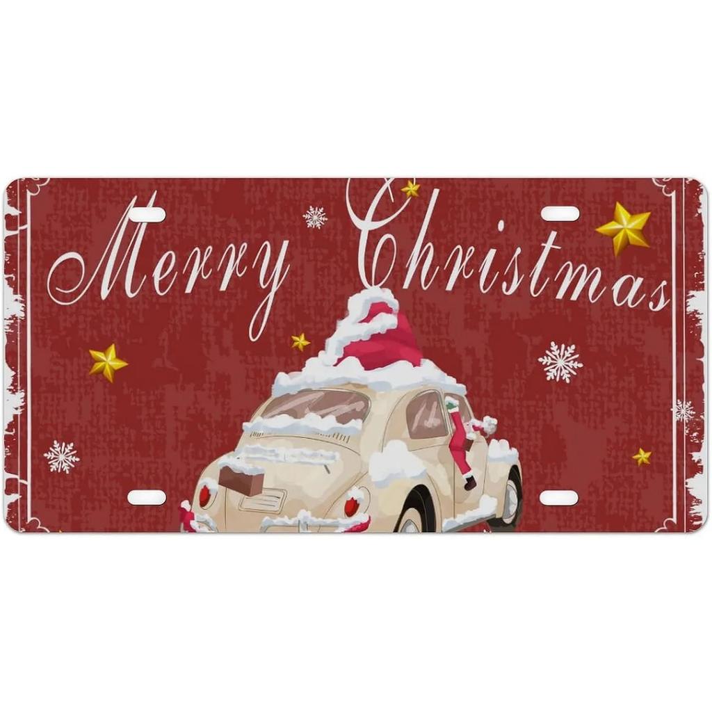 License Plates Sant Claus Metal Tin Signs for Wall Decoration Vintage Tags Metal Automotive Signs For Cafe Bar Club Garage Pu