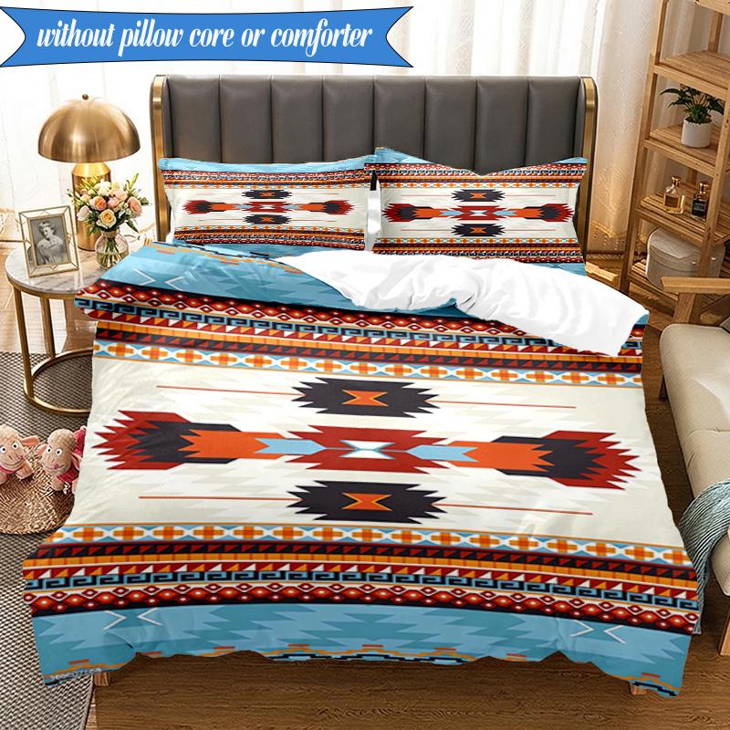 3PCS Native American Pattern Bedding Set,Including 1pc Duvet Cover And 2pcs Pillowcases Perfect for Bedroom, Dormitory, Fan Christmas Gift
