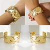 Chunky Gold Color Cuff Bracelets For Women Irregular Minimalist Bangle Bracelets Open Wide Bangle Arm Cuff Jewelry