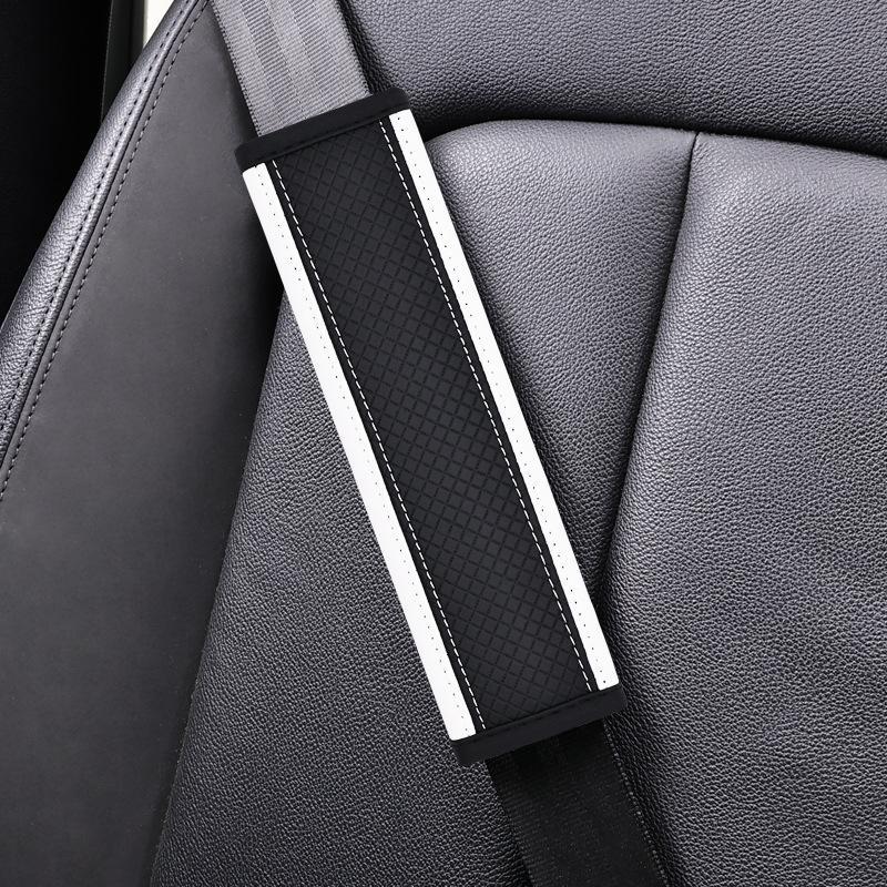 Embossed Fiber Leather Car Seat Belt Shoulder Strap Cover 1Pc Decompression Comfort Easy To Clean for Daily Use 1PCS