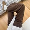 Women's High Waist Loose Fit Solid Color Wide Leg Jeans Warm Fleece Lined Straight Leg Denim Pants
