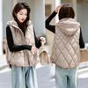 Dons Katoen Vest Dames Parka Kort Herfst Winter Jas Jas Met Capuchon Mouwloos Jasje Warm Dames Gilet