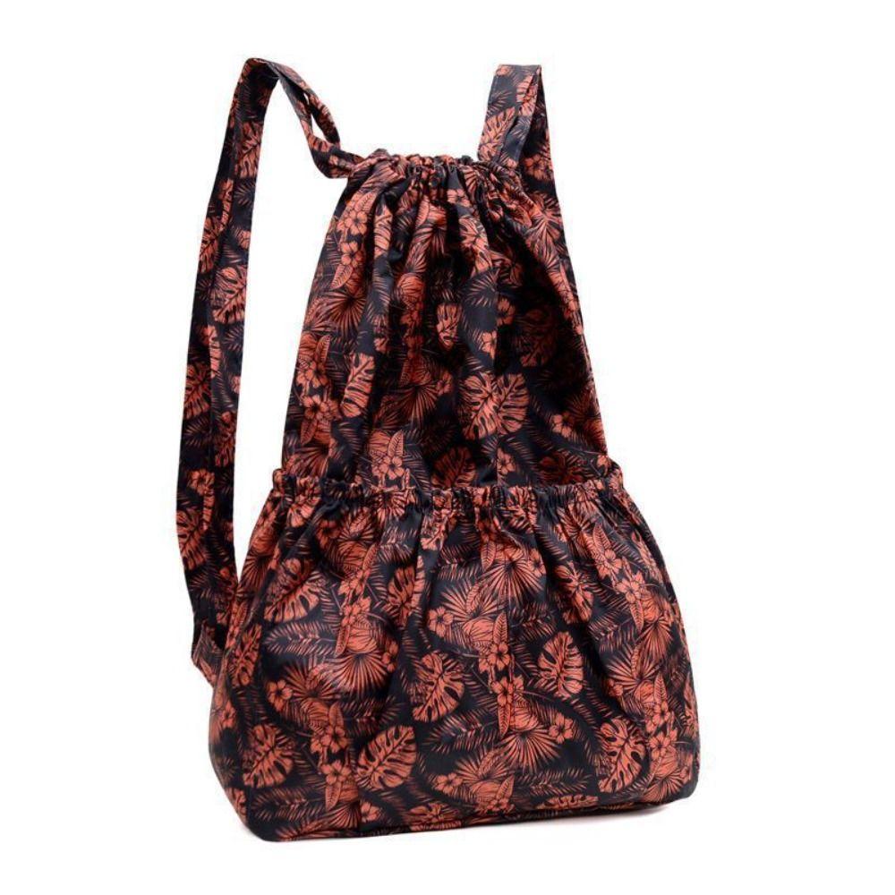 Versatile Floral Printed Drawstring Bag Waterproof Large Capacity Backpacks Sports Fold Portable Shopping Bag Teenage Girls