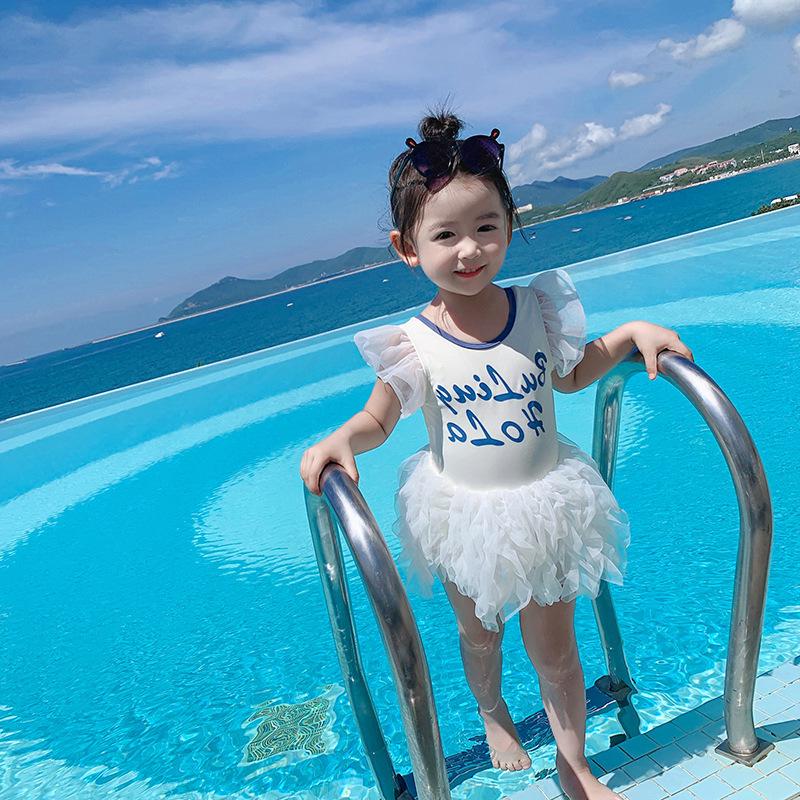 

Летний кружевной купальник принцессы в корейском стиле 2025 для девочек - Модный цельный купальник-треугольник 120 cm бежевый