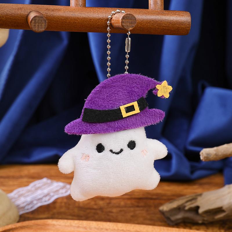 Halloween Plush for Women Pumpkin Ghost Bat Witch Hat Trick or Treat Cartoon Bag Charm Party Gifts Accessories Bag Charm