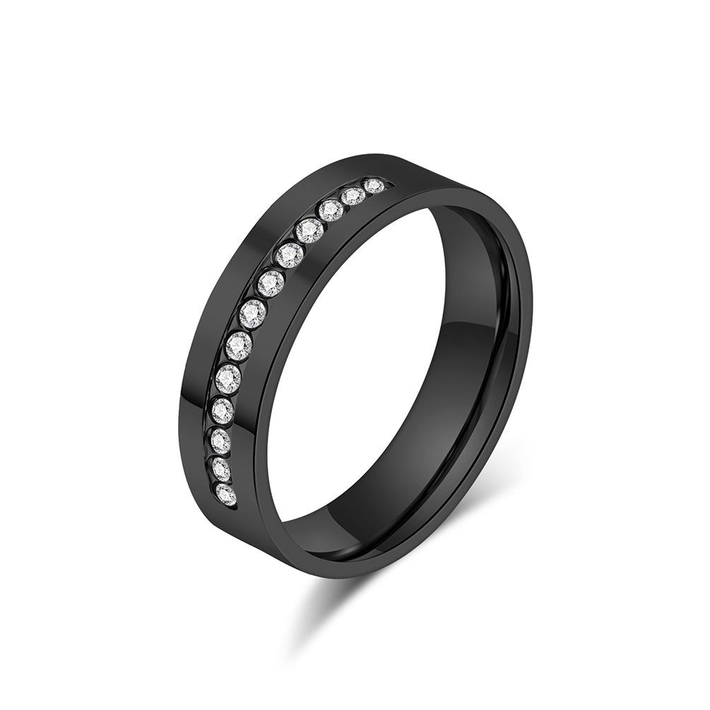 New Romantic Stainless Steel Shinny Zircon Ring for Couple Wedding Engagement Jewe
