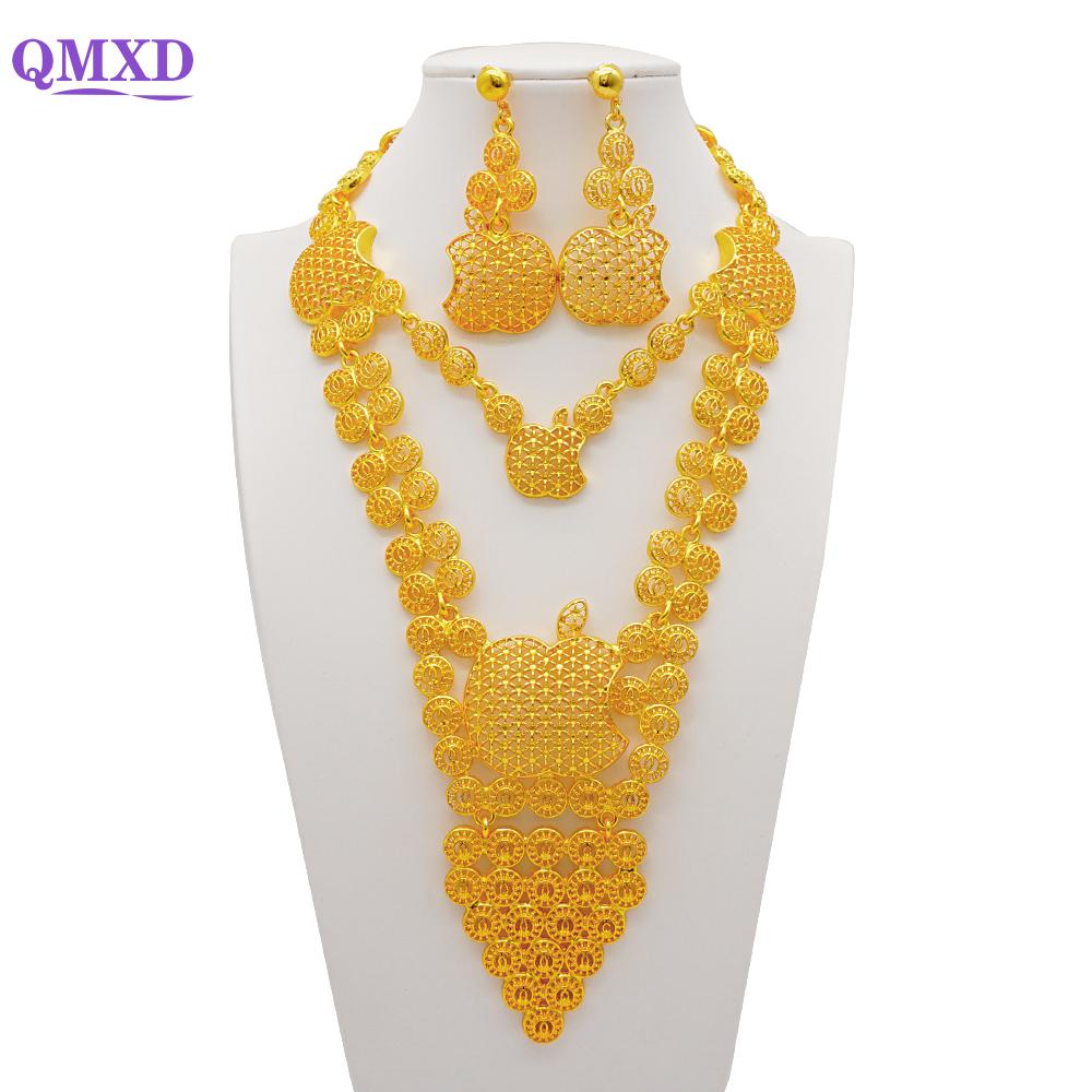 Dubai Gold Color Jewelry Sets African Indian Wedding Bridal Wife Gifts Necklace Bracelet Earrings Ring Jewelery For Women