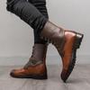 Mode Lederstiefel in Übergröße Herren High-Top Schnürstiefel Martin Stiefel Winter personalisiert polierte hohe Stiefel