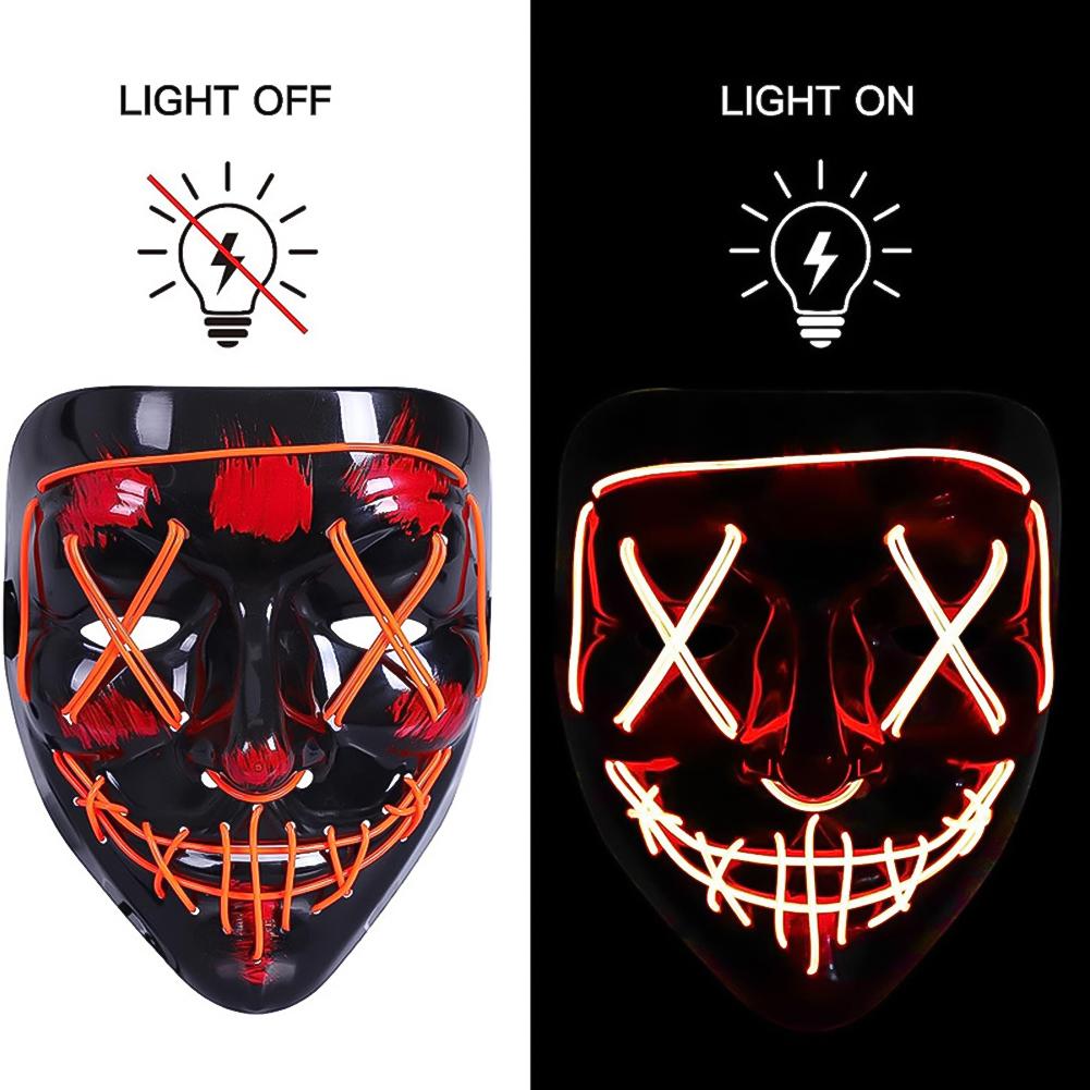 Wireless Halloween Neon LED Purge Mask Masque Masquerade Party Masks Light Grow In The Dark Horror Mask Glowing Masker