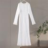Sexy Tassel Hallow Out Midi Dress Women Solid Long Sleeve O-neck Holiday Slim Dresses Female 2024 Summer Fashion Crochet Robe