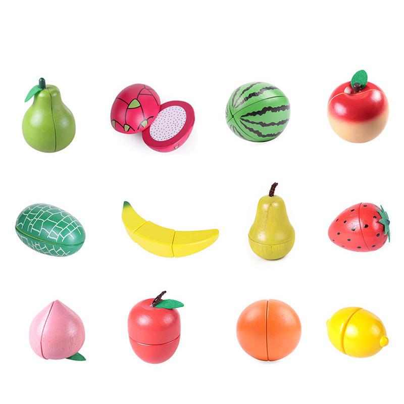 1PCS Wooden Toy Magnetic Cutting Fruit Vegetables Food Pretend Play Simulation Kitchen Role Play Educational Toys For Children