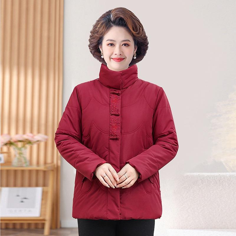 Middle Mother Winter Down Cotton-padded Jacket Short Cotton-padded Jacket New Velvet Thickened Thermal Stand-up Collar Cotton-padded Jacket