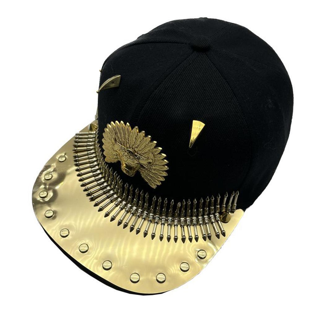 Stylish Rivet Baseball Hat with Adjustable Buckle Duckbill Hat Punk Hip Hop Hat Men Baseball Hat For Party Music Concert