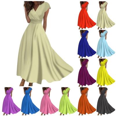 Long Maxi Dress Women Casual Chiffon Swing Dress Solid Color Ruffle Outdoor Daily Date Mature Elegant