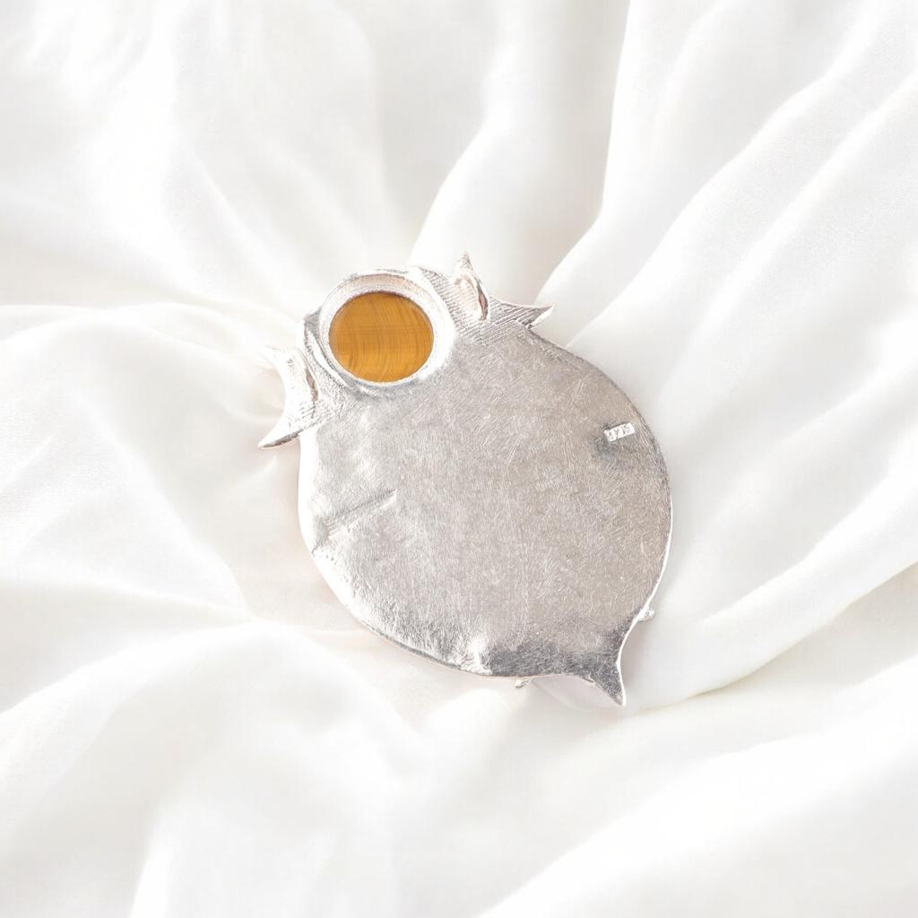 Attractive Yellow Tiger Eye Gemstone 925 Stamped Silver Handmade Pendant 1.63" CP-22-30