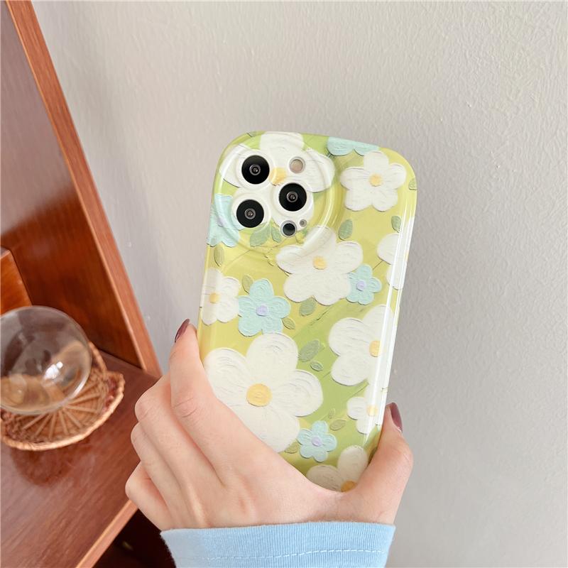 Korea Ins Tulpe Blumen Kunst abstrakte Öl Handytasche für Iphone 13 12 11 Pro Max X Xr Xs Max weiche Graffiti stoßfeste Abdeckung