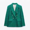 European and American women's clothing textured double-breasted blazer autumn and winter new fashion casual top
