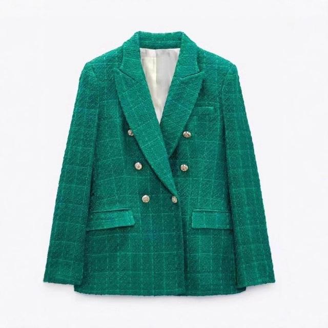 European and American women's clothing textured double-breasted blazer autumn and winter new fashion casual top