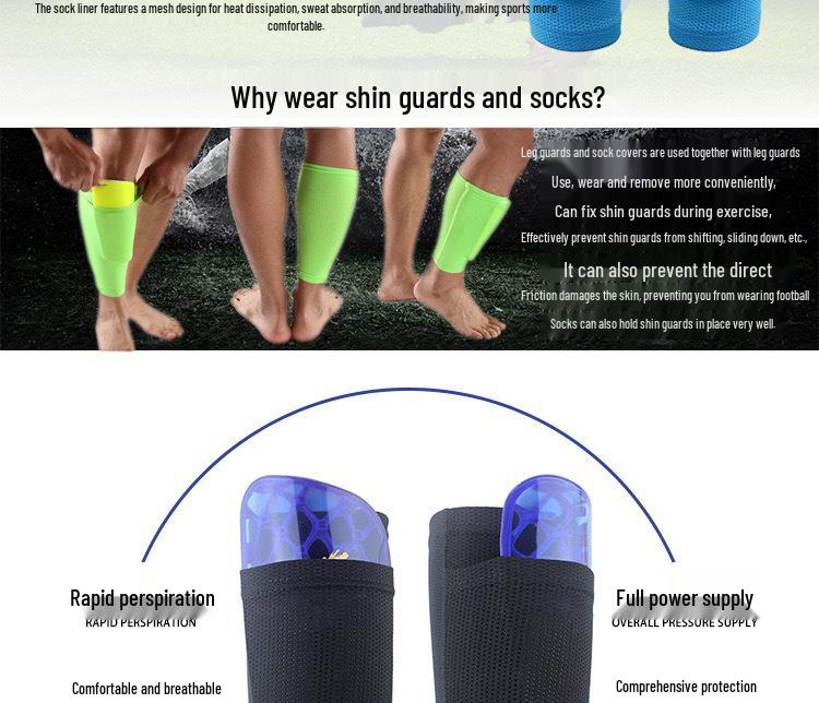 Breathable Football Leg Guards with Mesh and Sweat-Wicking Sock Sleeves