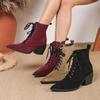 2026 Spring European & American Pointed Toe Chunky Heel Lace-Up High-Heeled Women's Fashion Boots