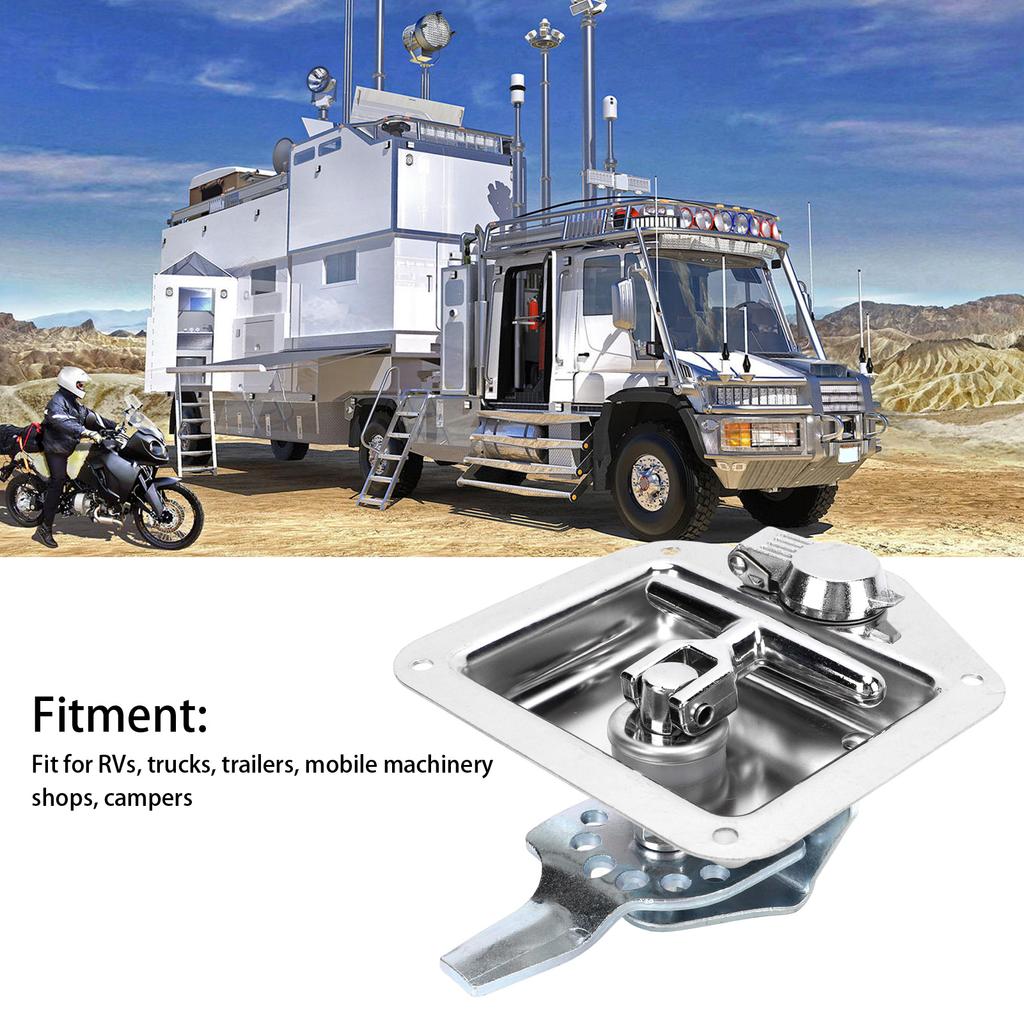 Polished Stainless Steel Toolbox Lock T Handle Latch Foldable Trailer Door Latch for Truck RV Camper